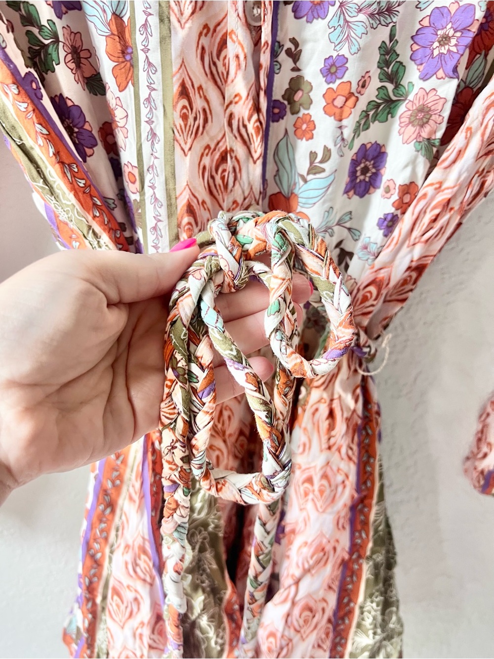 Dress Forum LA Patchwork Floral Tie Waist Dress Sz M - Picture 4 of 6